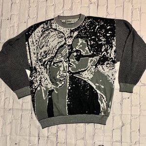 Vintage Zeppelin Black Grey Faces Sweater Size XL